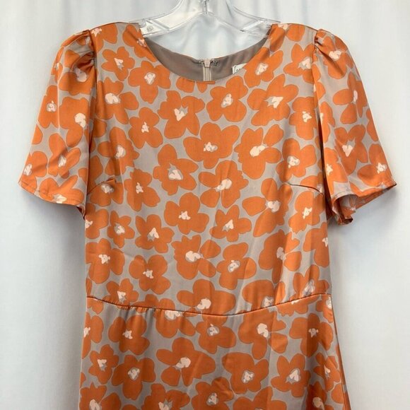 Dress Forum Womens Shift Dress Multicolor Floral Ruffle Hem Puff Sleeve Mini S - Picture 6 of 11